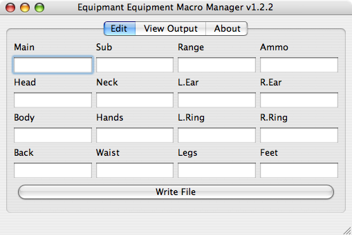 Equipmant Main window